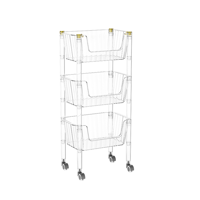 I-clear ang 3-drawer utility cart na may mga gulong