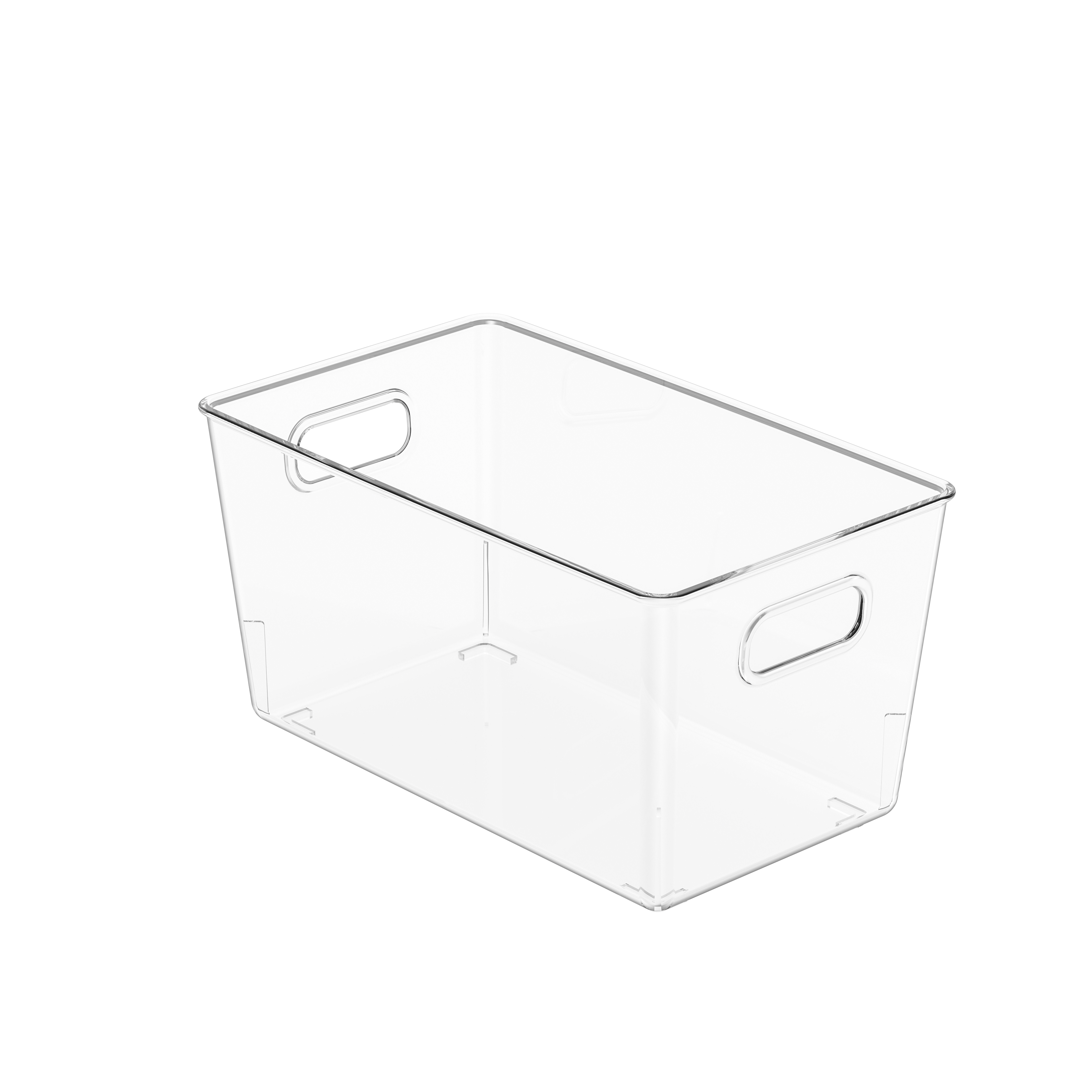 Malinaw na stackable storage bin na may mga lids